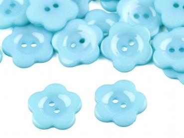Kunststoffknopf Blütenform Ø 13mm Türkisblau